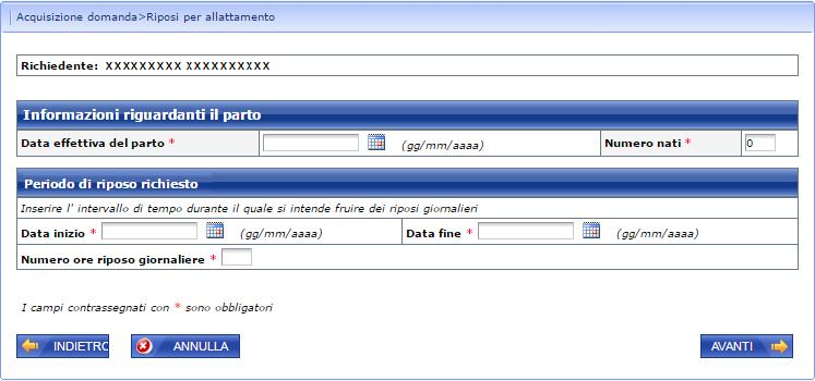 Per la madre, i dati della domanda sono diversificati solo per tipologia di evento e non per evento singolo o plurimo.