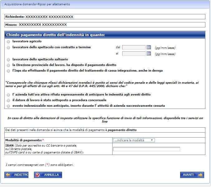 Figura 26 DATI DEL PAGAMENTO Se si seleziona, come modalità di pagamento, l accredito occorre indicare un iban.