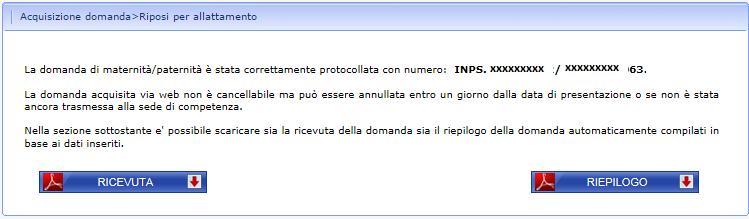 5.2.2.14 Domanda confermata A seguito dell attività di conferma della domanda, il sistema produce in modo automatico la ricevuta di presentazione della domanda e il rispettivo riepilogo precompilato