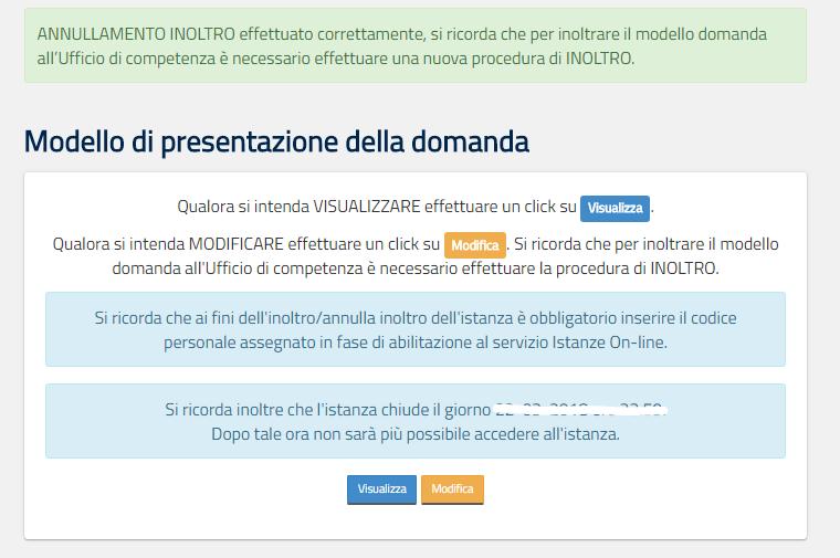 Ad operazione effettuata, il sistema prospetta un opportuno messaggio, l utente può procedere con la modifica dei dati. L utente può cliccare su Modifica.