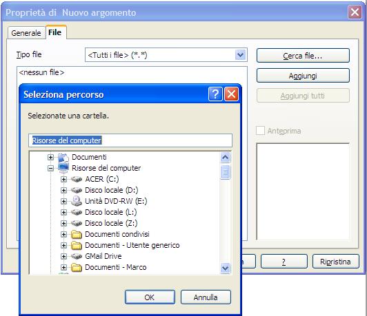 Creare un nuovo tema Figura 5 - Scegliere i file da aggiungere al nuovo