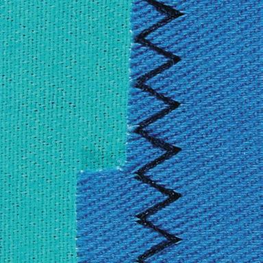 Punti utili 6.7 Punto zigzag triplo Per tessuti spessi, in particolare denim, tela, tende da sole. Per orli che sono esposti a lavaggi frequenti. Rifinire prima il margine della stoffa.