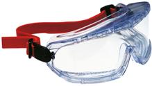 occhiali protettivi con lenti antiappannanti "v-maxx" antigraffio, proteggono da schegge, spruzzi di sostanze chimiche, polveri, forma anatomica, elastico regolabile, montatura in PVC morbido e lenti