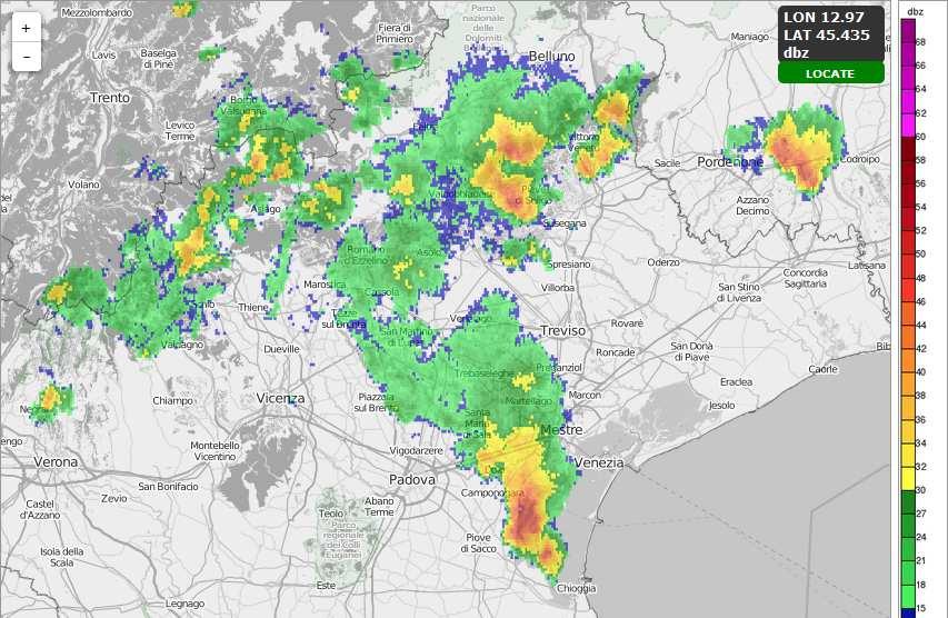 Allegato A al Dpgr n. 78 del 13 luglio 2018 pag. 14/16 29/5 ore 12:50 UTC temporali tra Veneziano e Trevigiano.