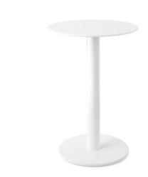 Fornite con piedini per regolazione altezza. Bar table pedestal collection with square or round shape, variable section following top dimensions.