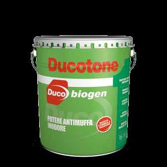 Resa: 5-10 m 2 /L Formati: 1-5 litri 4 3 DUCOTONE BIOGEN Pittura Lavabile Antimuffa formulata con