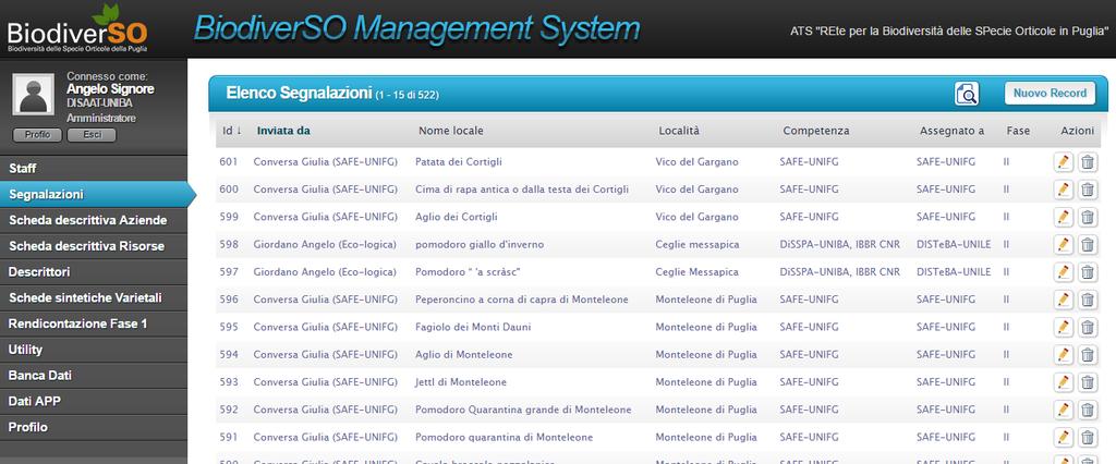 Sistema di gestione "Backend"