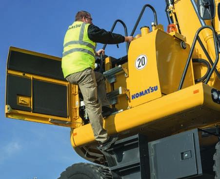 Su richiesta, il PW148-10 Komatsu può anche essere equipaggiato con le protezioni FOPS (Falling Object Protective Structure) certificate ISO 10262 Livello 2.