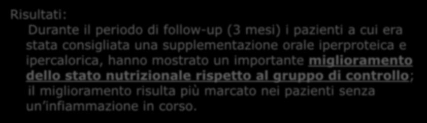 La presenza di un processo infiammatorio in corso è stato valutato attraverso il dosaggio della proteina della fase acuta ORM (Alfa 1 Glicoproteina acida).