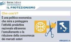 Obiettivi del protezionismo Migliorare la bilancia dei pagamenti (limitare le importazioni e sostenere l offerta interna) Proteggere l industria nascente