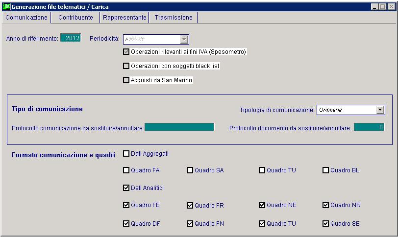 AD HOC WINDOWS ANTIEVASIONE IVA E FLUSSI TELEMATICI GENERAZIONE FILE SPESOMETRO Con questa utilità è possibile procedere a generare il file relativo alla Comunicazione delle operazioni rilevanti ai