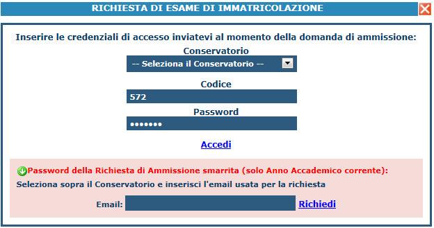 A T T E N Z I O N E Attenersi solo ed esclusivamente alle istruzioni impartite quì di seguito per la compilazione on-line della domanda di immatricolazione presso il Conservatorio di Musica di