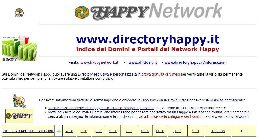 I PORTALI TEMATICI DEL NETWORK HAPPY Il Network Happy comprende siti e portali tematici di tutti i settori, dall Abbigliamento ai Vini, che servono a pubblicizzare e dare la visibilità immediata e