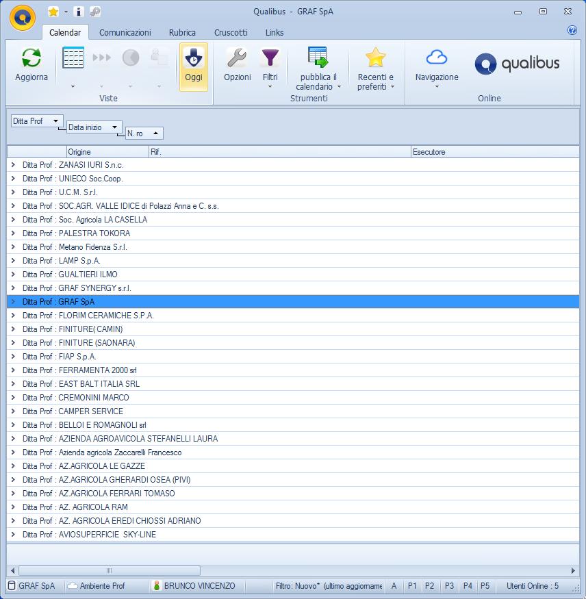 Gestione Multi-Cliente Grazie al modulo Prof di Qualibus, GRAF SpA ha la possibilità di condurre attività di manutenzione programmata su diversi impianti fotovoltaici appartenenti a "clienti