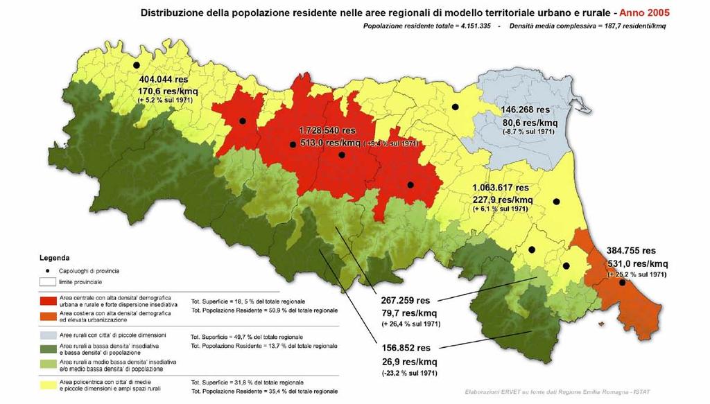la densità della popolazione di Reggio Emilia sia in linea con quelle delle principali città, fenomeno che si riscontra anche per i comuni della cintura.