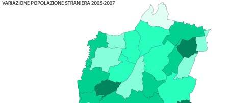 Popolazione straniera Nel corso degli ultimi due anni, dal 2005 al 2007, la popolazione straniera in provincia di Reggio Emilia ha subito un incremento considerevole, che in alcuni comuni ha