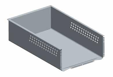 Rounded back corners. Parte anteriore della vasca rialzata. Box with elevated front part. Angoli laterali arrotondati. Rounded side corners.