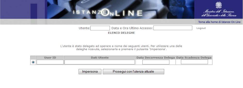 Accedere alla sezione Presentazione Istanze On Line e inserire la Username e la Password.