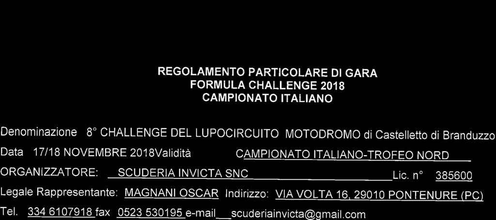 Automobile Clu b d'ltalia 5P RT REGOLAMENTO PARTICOLARE DI GARA FORM I.