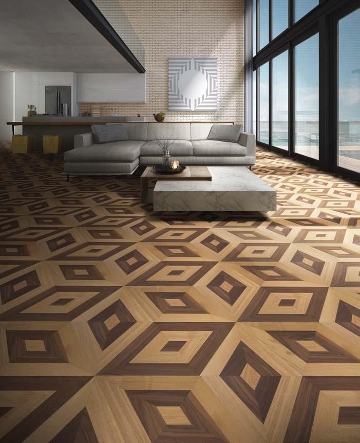 illusion living in miami Pavimento in legno composto da quadrotte