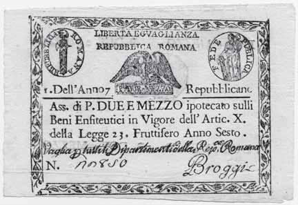 4 Pieghe e forellini BB+ 300 1291 1290 STATO PONTIFICIO - Repubblica Romana Resti del S.Monte della pietà e del Banco di S.