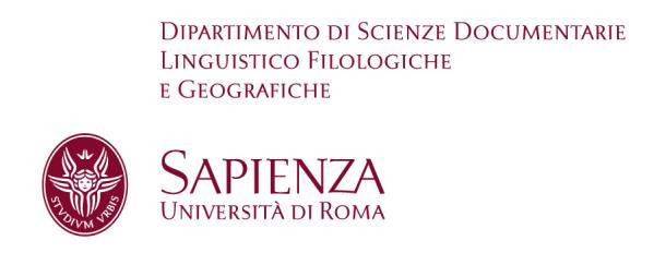 2018 DIPARTIMENTO DI SCIENZE DOCUMENTARIE, LINGUISTICO- FILOLOGICHE E GEOGRAFICHE Sapienza Università di Roma CIG: Z612179F35 - Codice