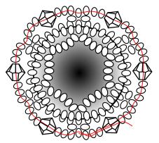 fig. 6 fig. 7 Mettete ora sull ago 3 rocailles, un bicono da 3mm e altre 3mm ed entrate della perlina centrale del picot successivo.