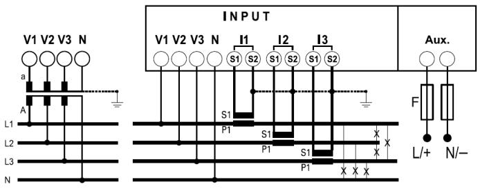 4. MESSA IN OPERA COLLEGAMENTO (continua) Utensili necessari:. Per i morsetti di collegamento dei TA: cacciavite a lama 5 mm. Per i morsetti delle prese di tensione e dell alim.