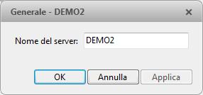 Avigiln Cntrl Center Enterprise Nme server Assegnare al server un nme significativ in md da essere facilmente identificat nell'esplratre di sistema.