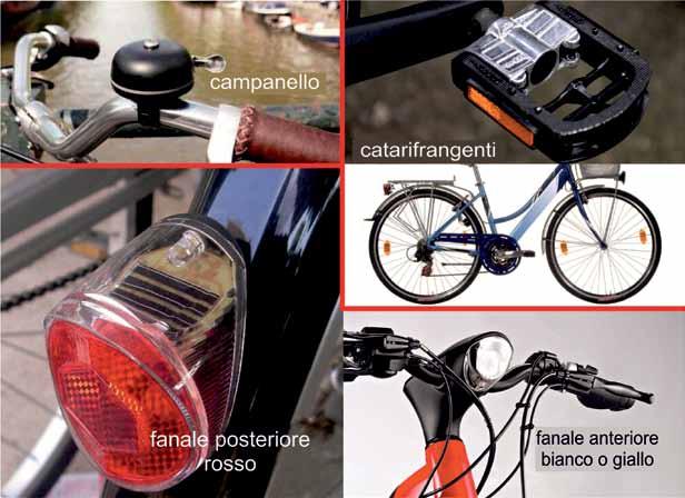 campanello La presenza di questi dispositivi è obbligatoria a bordo della bicicletta ad eccezione delle luci che devono essere presenti