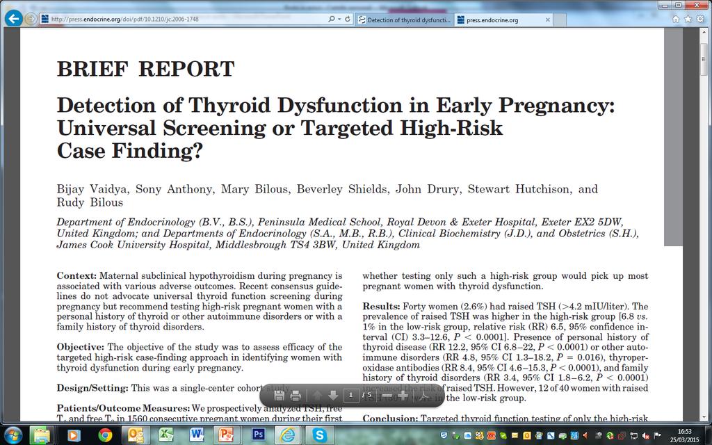 Targeted thyroid func)on tes)ng of only