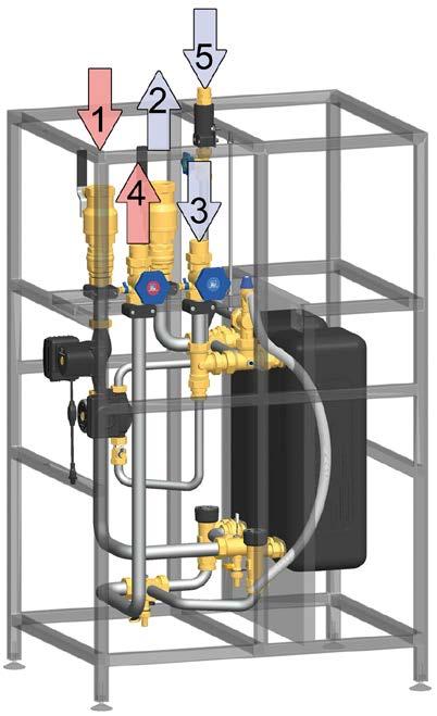 6 Montaggio e installazione [esperto] 7. Collegare i tubi del modulo ACS istantanea con l'impianto secondo l'illustrazione sottostante.