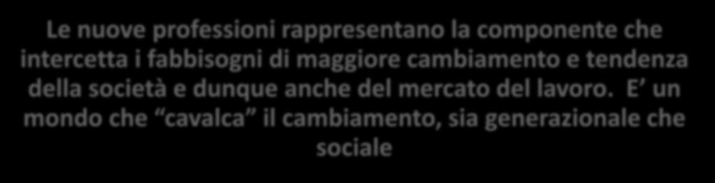 Professioni Le nuove professioni rappresentano la componente che