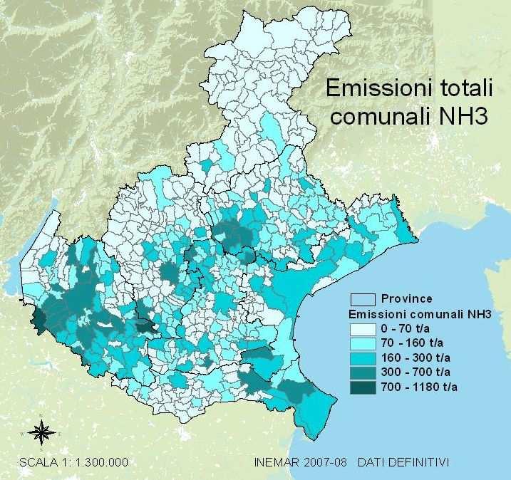 Figura 7: Emissioni totali comunali di NH3