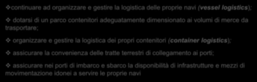 Dal Break Bulk al Container: le trasformazioni nel mercato dello shipping RISPETTO AL TRASPORTO DEL GENERAL CARGO CONVENZIONALE LE COMPAGNIE DI SHIPPING DEVONO: continuare ad organizzare e gestire la