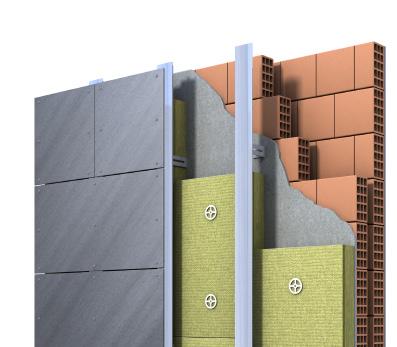 Caso applicativo 2: recupero prestazionale e architettonico di un edificio degli anni '70 Sistema di rivestimento a parete ventilata con lastra composita sottile Secondo caso applicativo - recupero