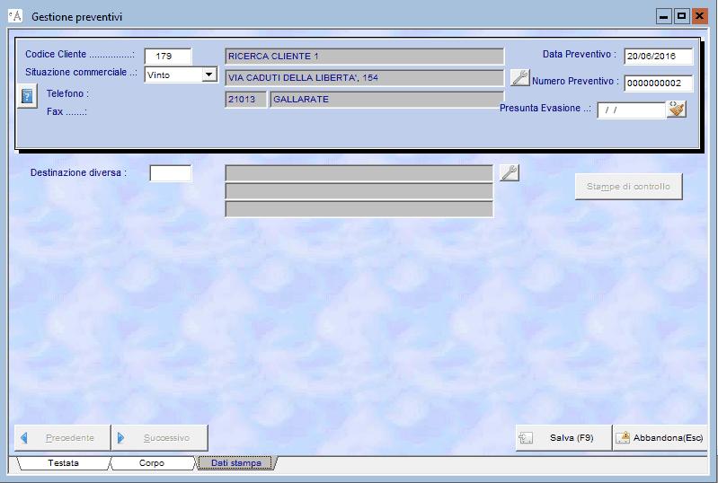 evasione del preventivo che si sta inserendo. Figura4.