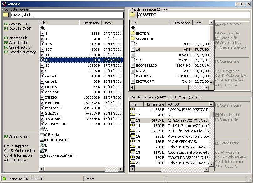 La schermata puo` essere divisa in tre parti: A sinistra abbiamo la macchina locale, cioe il computer sul quale l applicazione e in esecuzione(per semplificare nel seguito parleremo di LOCALE).