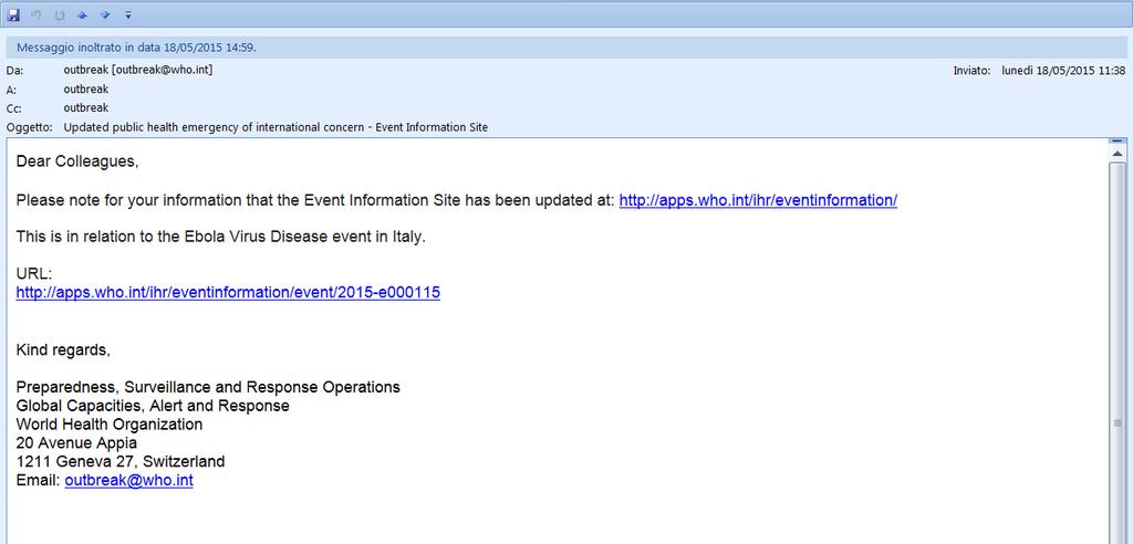 EVENT INFORMATION SITE (EIS) per i