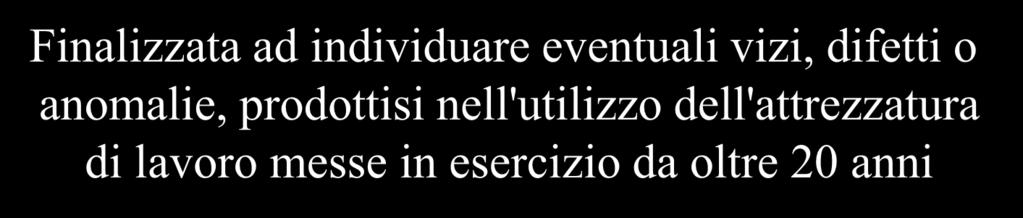 Decreto 11/04//2011 Disciplina Periodica Liste di controllo Finalizzata ad accertare la conformità alle modalità di Installazione, lo stato di manutenzione e conservazione Prevede anche la