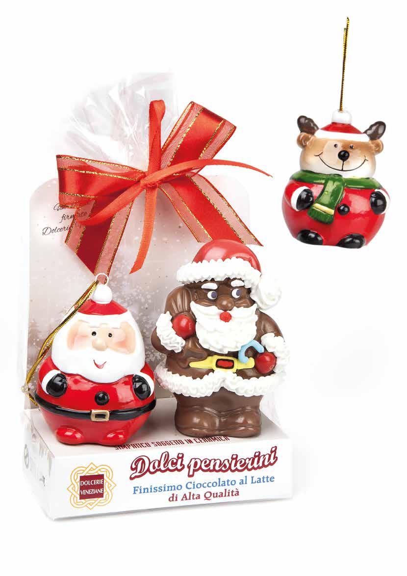 Dolci Pensierini Babbo Natale di finissimo cioccolato al latte decorato in zucchero SENZA GLUTINE SIMPATICI SOGGETTI APPENDIBILI Decorati
