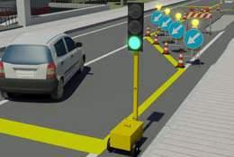 Impianto Semaforico Mobile a Led Sistemi e Dispositivi Composto da 2 carrelli mobili richiudibili completi di lanterne semaforiche, è indicato per l utilizzo nei cantieri stradali in aree urbane ed