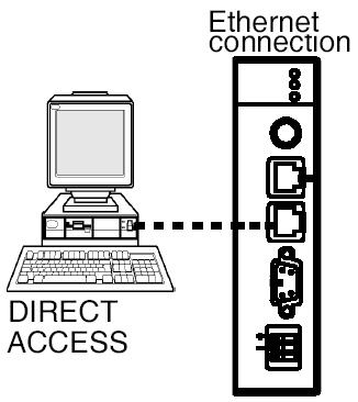Modalità di SetUp del modulo TSXETG1010, utilizzando una connessione Ethernet (diretta con un cross-cable oppure con cavi dritti impiegando un Hub) ed un normale Client HTTP (quale Explorer,