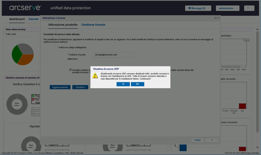 Disattivazione delle licenze Arcserve UDP Disattivazione non in linea della licenza Arcserve UDP Importante!