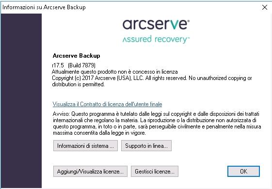 Attivazione delle licenze Arcserve Backup 9. Fare clic su Gestisci licenze.