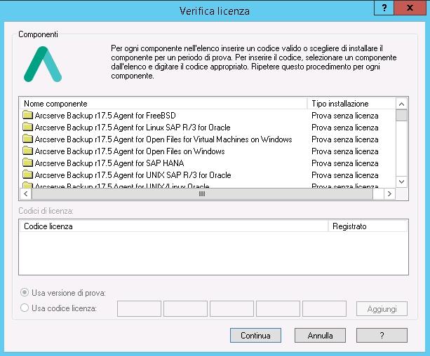 Gestione delle licenze Arcserve Backup Assegnazione di una licenza Le licenze vengono assegnate automaticamente dopo l'attivazione del prodotto.