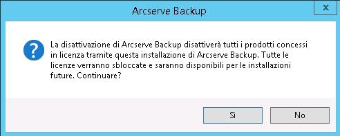 Disattivazione delle licenze Arcserve Backup Disattivazione in linea della licenza Arcserve Backup Importante!