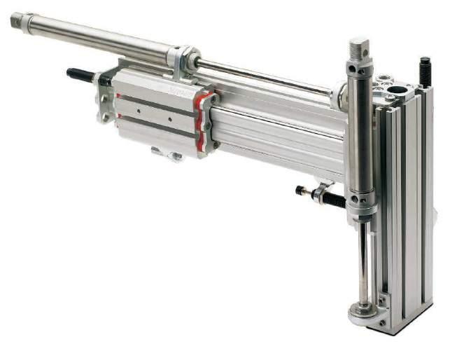 Application example Y-X manipulator with intermediate stop along Y, powered by pneumatic