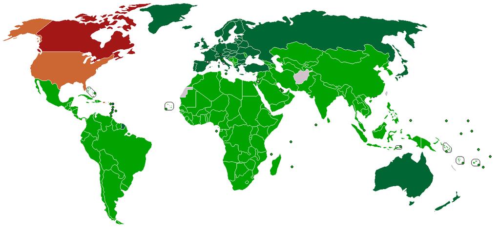 Adesione al Protocollo di Kyōto Il verde indica i paesi che hanno firmato e ratificato il trattato, il verde scuro quelli che si impegnano a ridurre le
