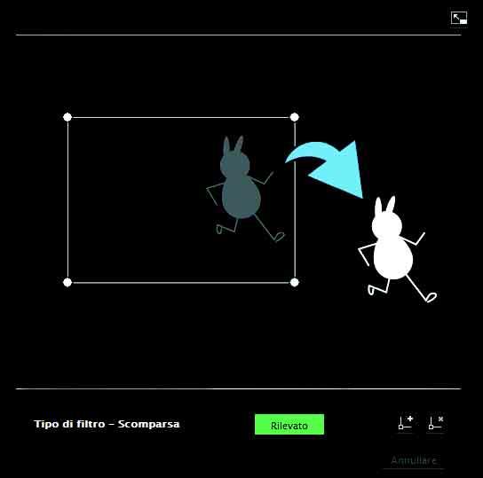 Scompare Dimensione di attivazione Specificare le dimensioni minime e massime che deve avere l oggetto per determinare l attivazione.